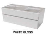Meuble avec vasque Solid-Surface, finition bois ou couleurs, deux tiroirs à onglet, Largeur 120 et 140 cm, P. 45 cm, Hauteur 56 cm, Stock disponible, LIVRAISON OFFERTE